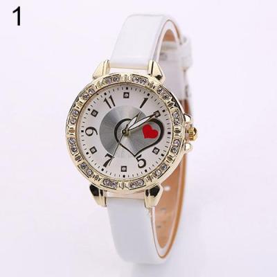 Norate Girl's Red Love Heart Dial Quartz Wrist Watch White