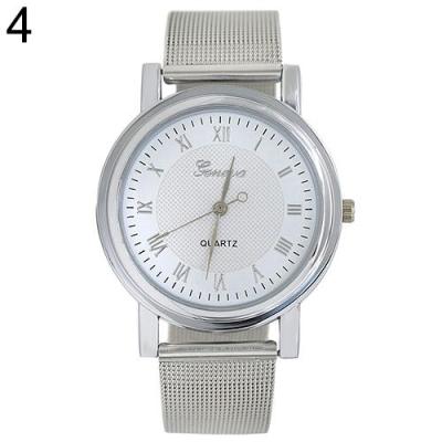 Norate Jam Tangan Pria - Geneva Roman Numerals Mesh Band White Dial & Silver Band