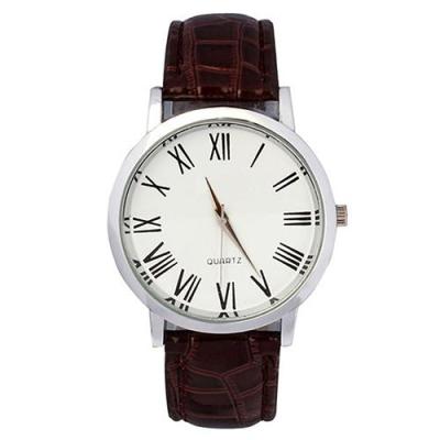 Norate Jam Tangan Pria - Roman Numerals Brown Strap & White Dial