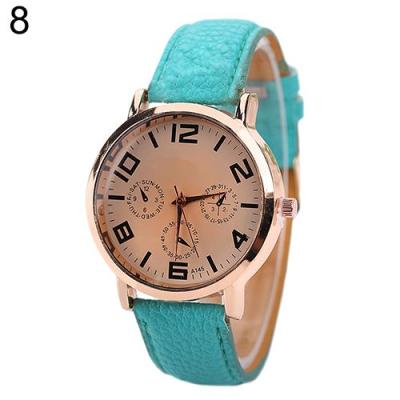 Norate Jam Tangan Pria - Round Dial Case Faux Leather Strap Sky Blue