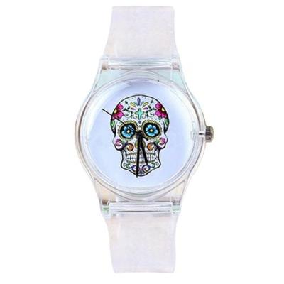 Norate Jam Tangan Pria - Skull Dial Silicone Wrist Watch Clear