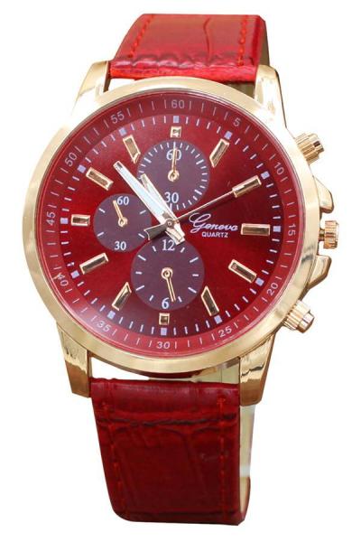 Norate Jam Tangan Unisex - Merah - Strap Leather - Sub-Dials Analog