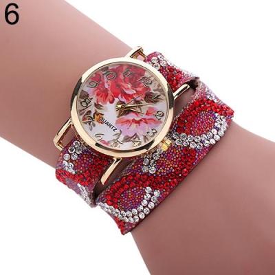 Norate Jam Tangan Wanita - Baroque Rhinestone Band Red