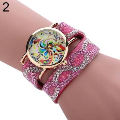 Norate Jam Tangan Wanita - Baroque Rhinestone Band Rose-Red