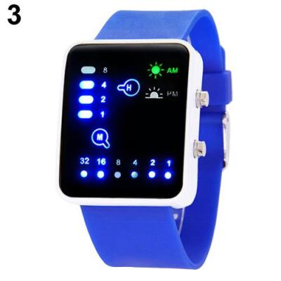 Norate Jam Tangan Wanita - Binary Number Blue LED Silicone Band Royal Blue