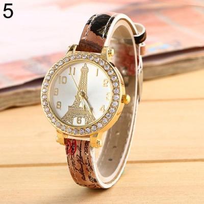 Norate Jam Tangan Wanita - Eiffel Tower Dial - Faux Leather Band - #5