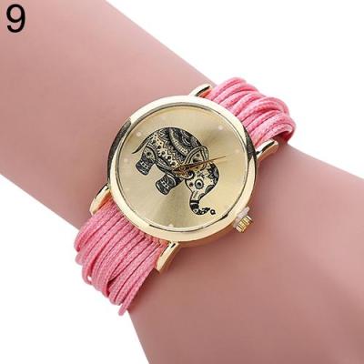 Norate Jam Tangan Wanita - Elephant Dial Multi Layers Wrap Pink