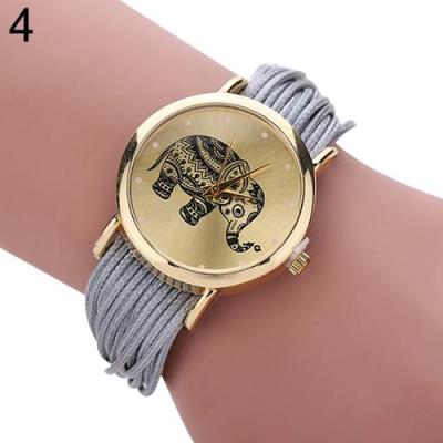 Norate Jam Tangan Wanita - Elephant Dial Multi Layers Wrap Grey