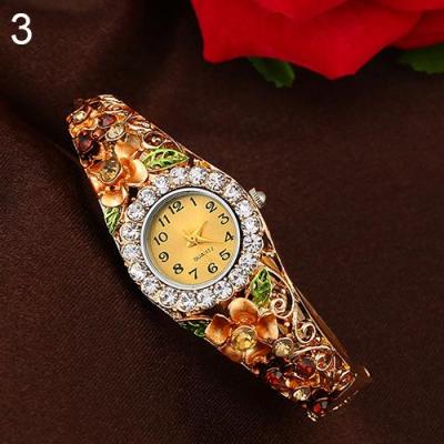 Norate Jam Tangan Wanita - Flower Band Hollow Bangle - Gold