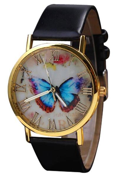 Norate Jam Tangan Wanita - Hitam - Starp Leather - Butterfly