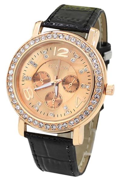 Norate Jam Tangan Wanita - Hitam - Strap Leather - 3 Sub-Dials