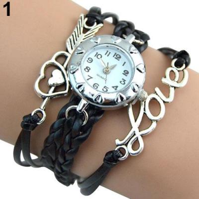 Norate Jam Tangan Wanita - Infinity Love Heart Braided Faux Leather Black