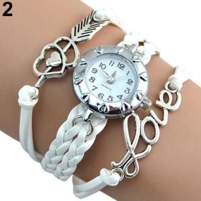 Norate Jam Tangan Wanita - Infinity Love Heart Braided Faux Leather White