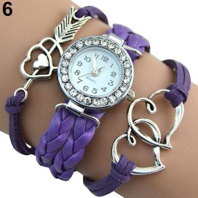 Norate Jam Tangan Wanita - Infinity Love Heart Braided Faux Leather Purple