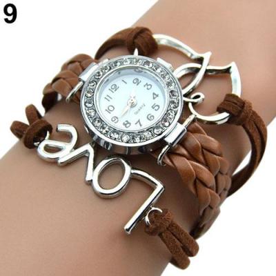 Norate Jam Tangan Wanita - Knitting Faux Leather Band Coffee