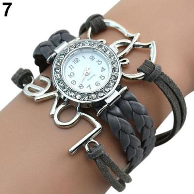 Norate Jam Tangan Wanita - Knitting Faux Leather Band Dark Grey