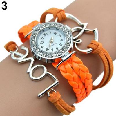 Norate Jam Tangan Wanita - Knitting Faux Leather Band Orange