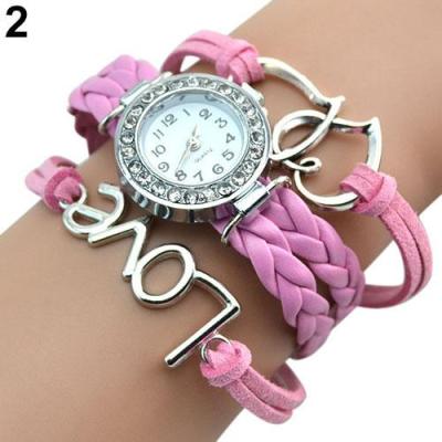 Norate Jam Tangan Wanita - Knitting Faux Leather Band Pink