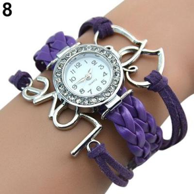 Norate Jam Tangan Wanita - Knitting Faux Leather Band Purple