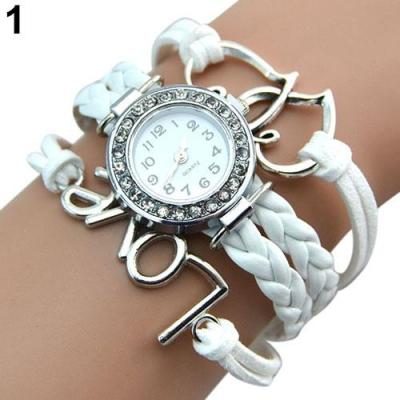 Norate Jam Tangan Wanita - Knitting Faux Leather Band White