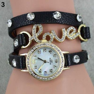 Harga Norate Jam Tangan Wanita Love Leather Bracelet Wrist Watch Black Pricenia Com