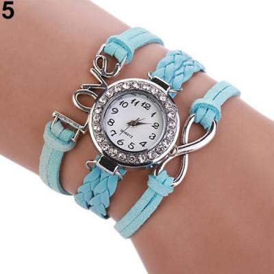 Norate Jam Tangan Wanita - Love Style Wrap Braided Faux Leather Sky Blue