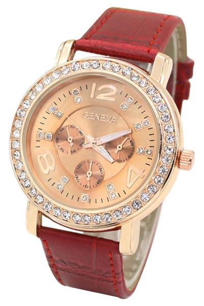 Norate Jam Tangan Wanita - Merah - Strap Leather - 3 Sub-Dials