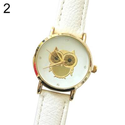 Norate Jam Tangan Wanita - Owl - Faux Leather Strap White