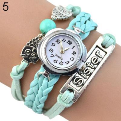 Norate Jam Tangan Wanita - Owl Sister Quartz Bracelet Watch Light Blue