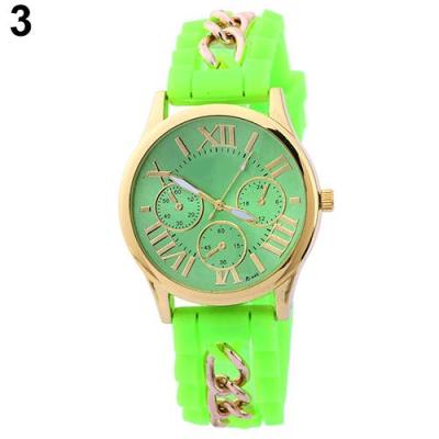 Norate Jam Tangan Wanita - Roman Numerals Silicone Alloy Strap Light Green