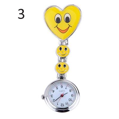 Norate Jam Tangan Wanita - Smiling Faces Heart Brooch Pocket Watch Yellow