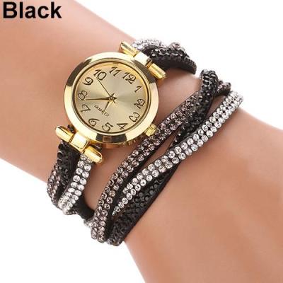 Norate Jam Tangan Wanita - Two Tone Rhinestone Wrap Black