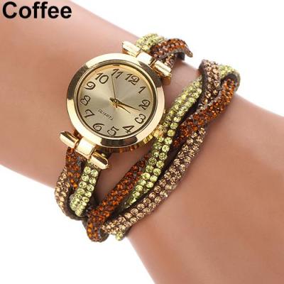 Norate Jam Tangan Wanita - Two Tone Rhinestone Wrap Coffee