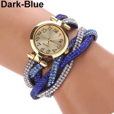 Norate Jam Tangan Wanita - Two Tone Rhinestone Wrap Dark Blue