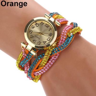 Norate Jam Tangan Wanita - Two Tone Rhinestone Wrap Orange