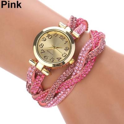 Norate Jam Tangan Wanita - Two Tone Rhinestone Wrap Pink