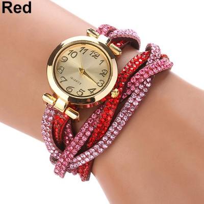 Norate Jam Tangan Wanita - Two Tone Rhinestone Wrap Red