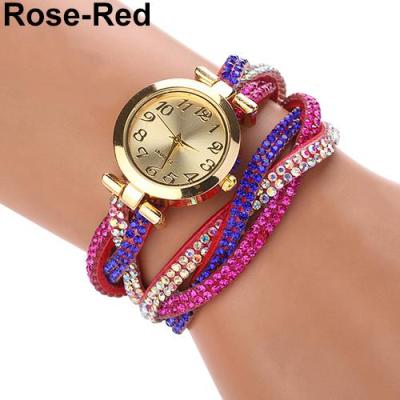 Norate Jam Tangan Wanita - Two Tone Rhinestone Wrap Rose-Red