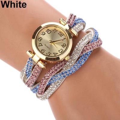 Norate Jam Tangan Wanita - Two Tone Rhinestone Wrap White