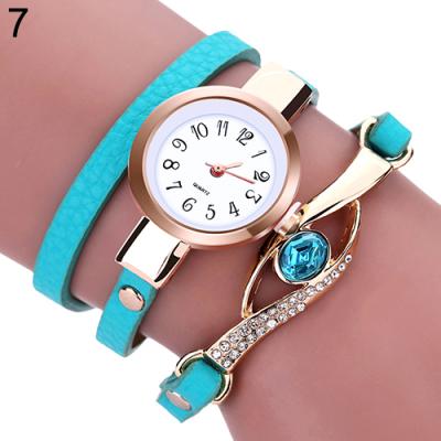 Norate Lady Blue Eye Infinity Multilayer Faux Leather Charm Bracelet Quartz Wrist Watch Sky Blue