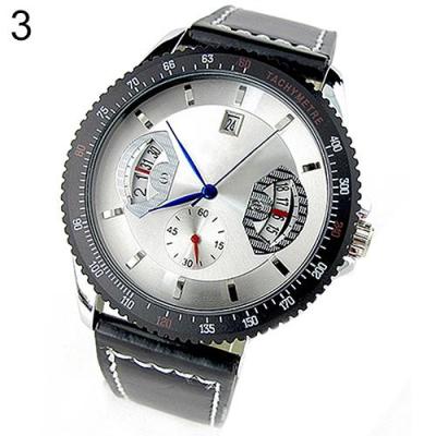 Norate Men's Faux Leather Date Automatic Mechanical Wrist Watch White