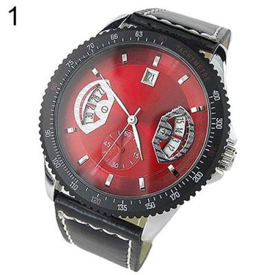 Norate Men's Faux Leather Date Automatic Mechanical Wrist Watch Red