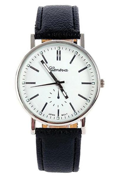 Norate Roman Numerals Black Strap White Dial Quartz Wrist Watch