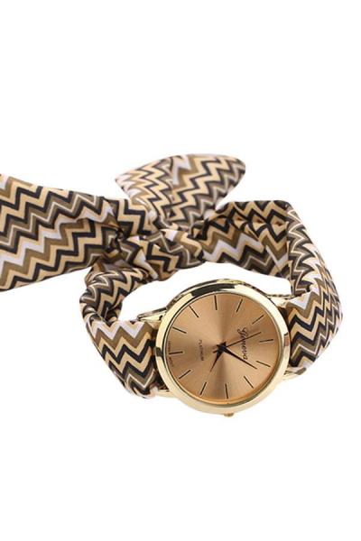 Norate Striped Scarf Analog Quartz Wrist Watch Brown