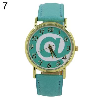 Norate Unisex "@" Dial Faux Leather Band Wrist Watch Mint Green