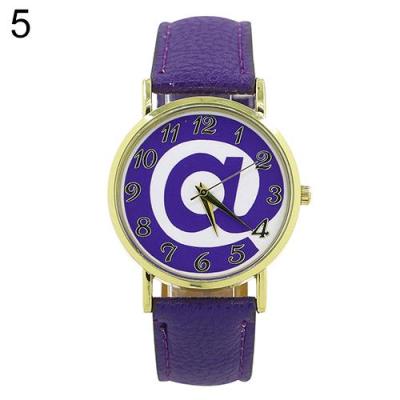 Norate Unisex "@" Dial Faux Leather Band Wrist Watch Purple