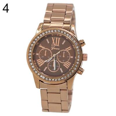 Norate Unisex Geneva Roman Number Crystal Analog Quartz Wrist Watch Coffee