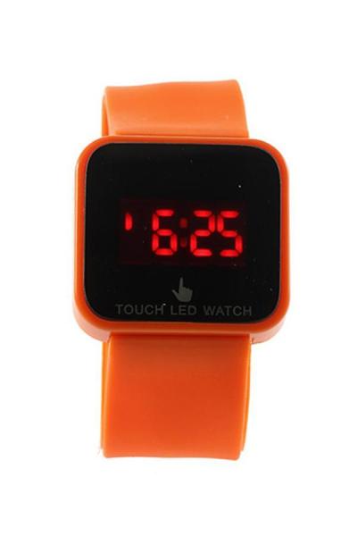 Norate Unisex LED Digital Touch Screen Silicone Date Time Watch Orange