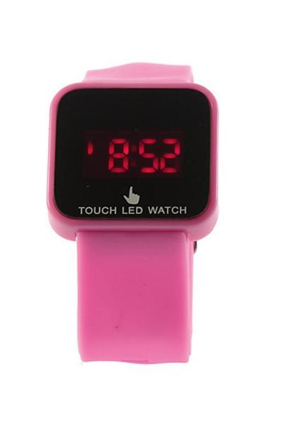 Norate Unisex LED Digital Touch Screen Silicone Date Time Watch Pink