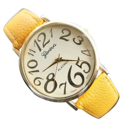 Norate Unisex Students Arabic Numerals Dial Wrist Watch Yellow